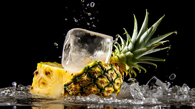 pineapple in water splash