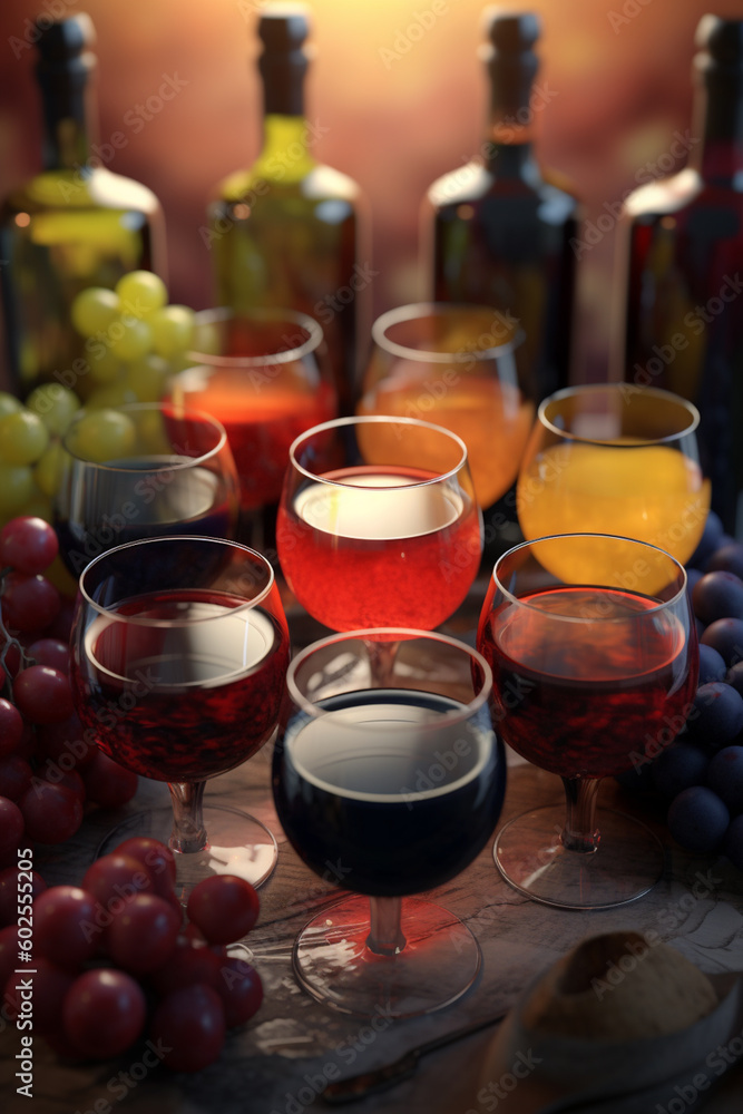 Aufkleber a wine blending session, with different wines being carefully combined to create a unique flavor pro