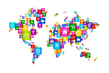 World Map Flying Desktop Icons collection