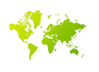 Green world map illustration on a transparent background