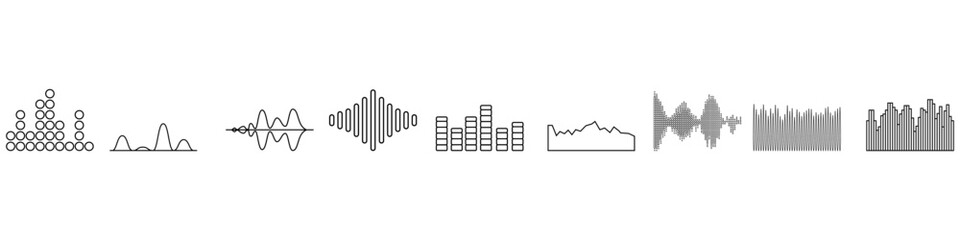 Radio Wave vector icon set. Monochrome simple sound wave illustration sign collection. signal symbol or logo.