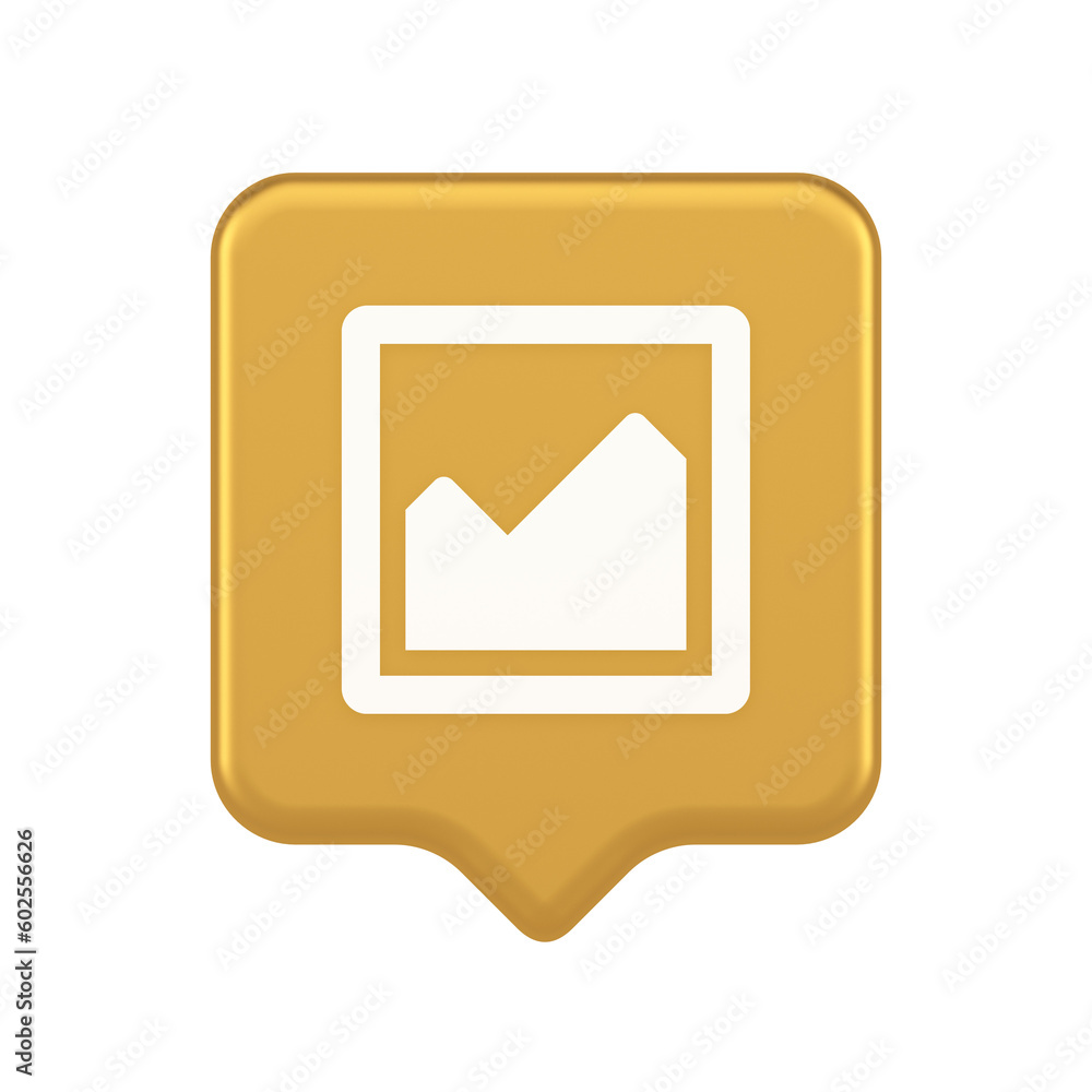 Poster graph diagram mathematical profit business gold squared button 3d realistic speech bubble icon