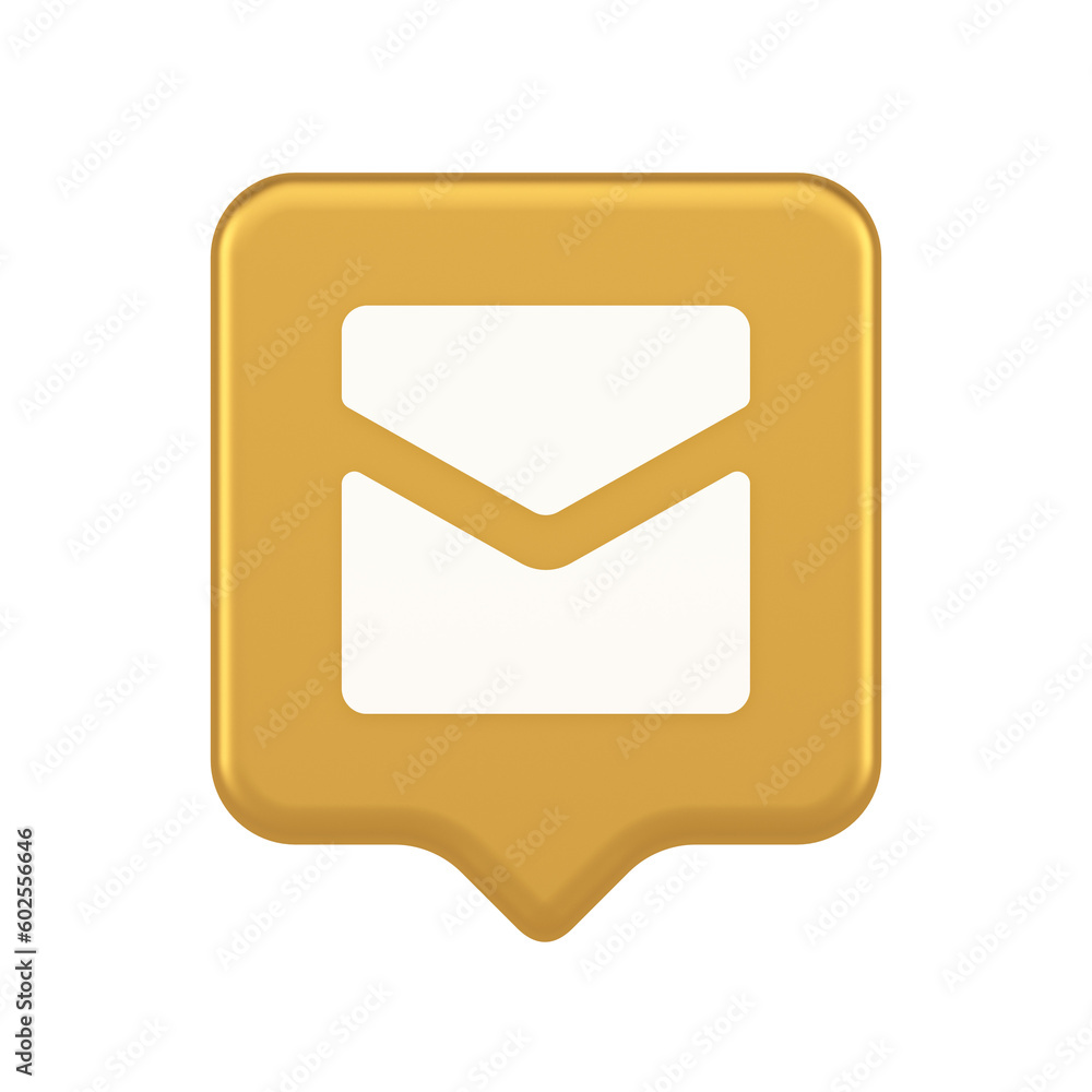 Poster email letter incoming message closed envelope mobile application button 3d realistic speech bubble i
