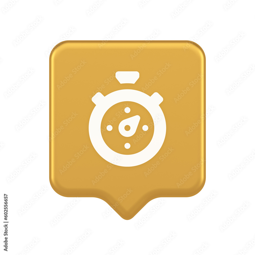 Poster stopwatch button timer speed time counting application panel interface 3d realistic speech bubble ic
