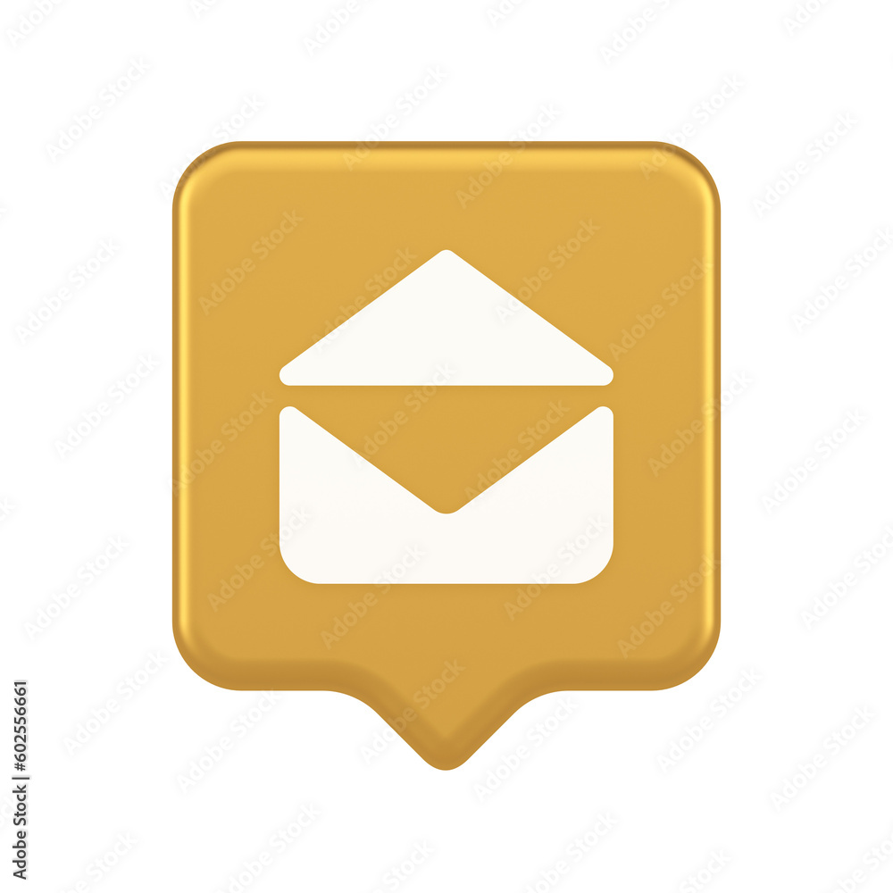 Poster email open envelope letter received incoming message button 3d realistic speech bubble icon
