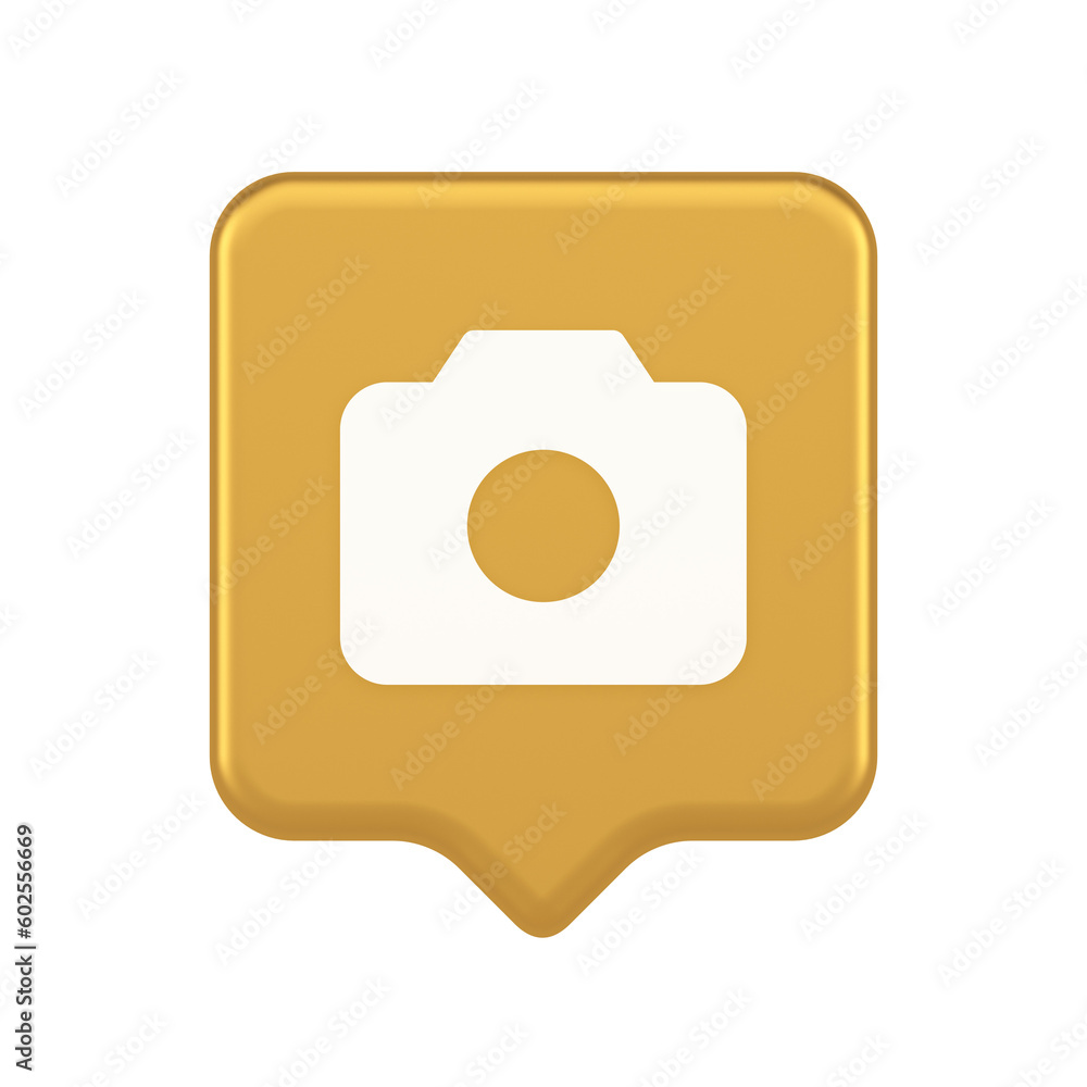 Poster camera multimedia application content creation digital button 3d realistic speech bubble icon