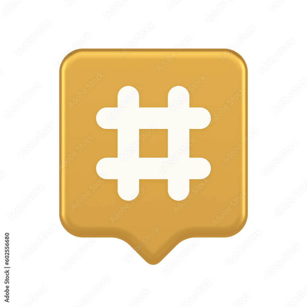 Poster hashtag button social network media communication symbol internet message key 3d speech bubble icon