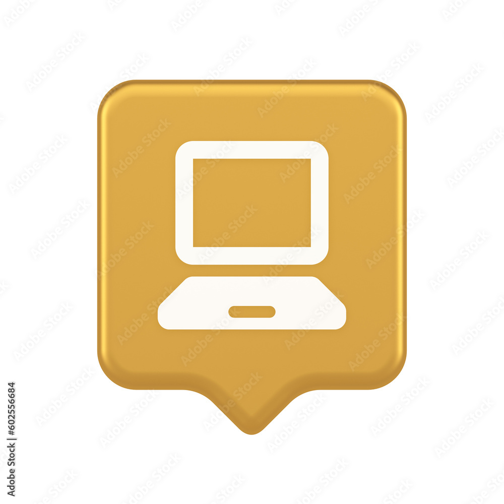 Poster computer network connection button digital information browsing 3d realistic speech bubble icon