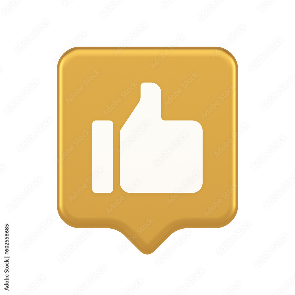 Poster thumb up like cool button cyberspace approve acceptance communication 3d realistic speech bubble ico