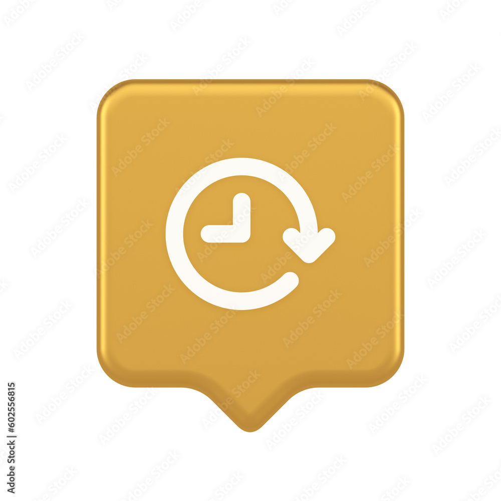 Poster clock in circle arrow button time countdown deadline chronometer 3d realistic speech bubble icon