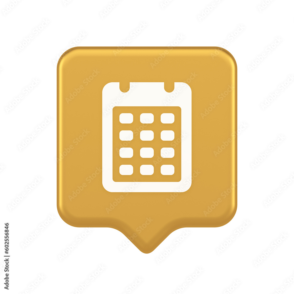 Poster calendar web app button design agenda meeting deadline time management 3d realistic speech bubble ic