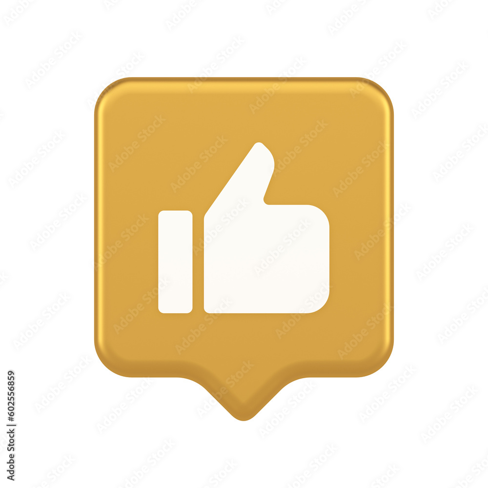Poster like thumb up approve rating button confirmation cool website networking 3d realistic speech bubble 