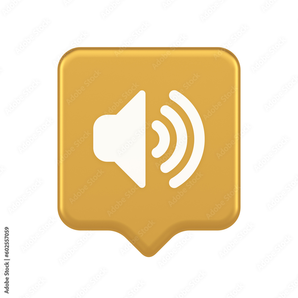Poster volume sound button speaker acoustic level noise wave control 3d realistic speech bubble icon