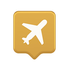 Fototapeta premium Airplane plane travel button flying vehicle commercial jet navigation 3d realistic speech bubble icon