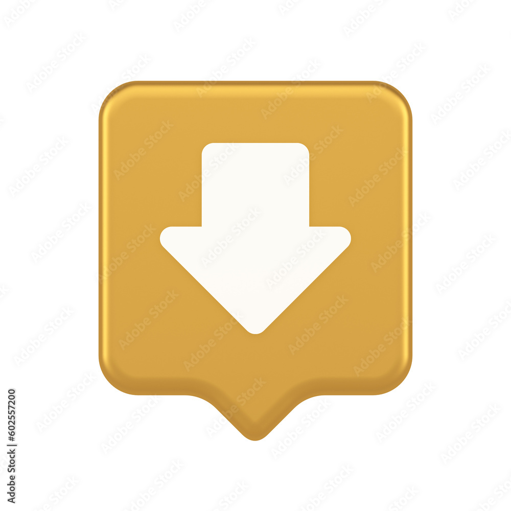 Poster arrow down button keyboard navigation pointer cyberspace downloading web app 3d speech bubble icon
