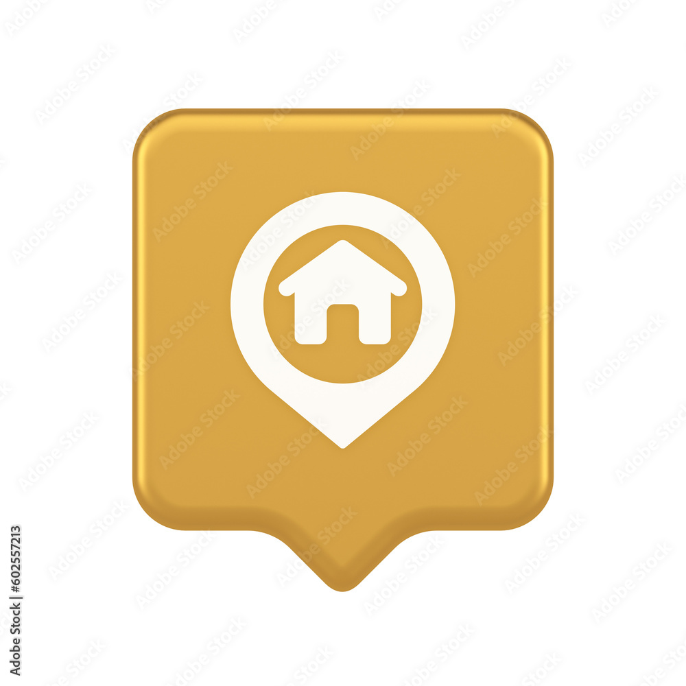 Poster house map pin location button navigation panel web app gps network pointer 3d realistic speech bubbl