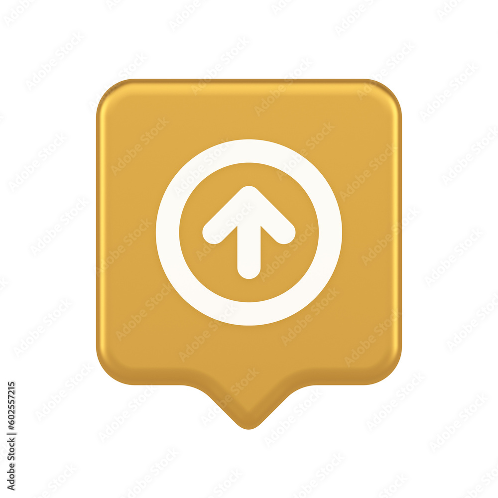 Poster up arrow round border button cyberspace navigation pointer 3d realistic speech bubble icon