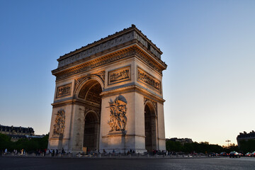 Fototapeta na wymiar Paris, France. Arc de Triomphe at dusk. July 3, 2022.