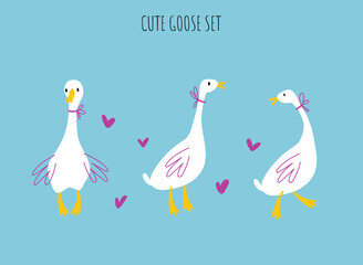 Vector illustration of domestic geese