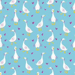 Seamless pattern with cute gooses