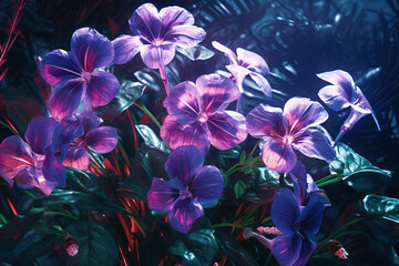 Fototapeta na wymiar Bunch of purple flowers, Background, Generative Ai