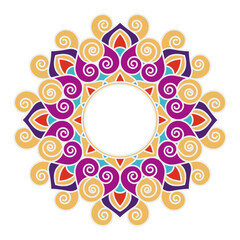 Colorful Rangoli Design Isolated On A White Background.