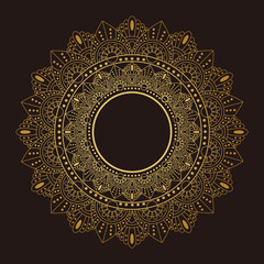 Gold Mandala Ornament Design Isolated On A Dark Background.
