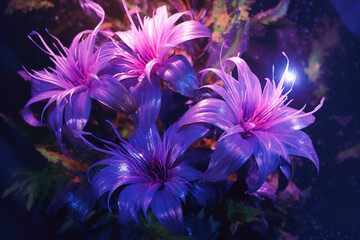 Fototapeta na wymiar Bunch of purple flowers, Background, Generative Ai