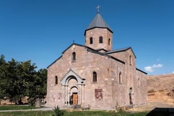 Fototapeta na wymiar Church of Surb Khach Monastery on sunny autumn day. Arkaz, Vayots Dzor Province, Armenia.