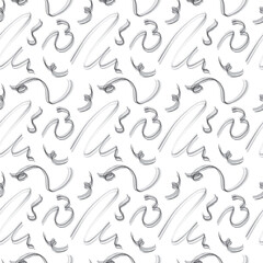 Seamless pattern with hand drawn brush strokes. Ink illustration. Isolated on white background. Hand drawn black elements.