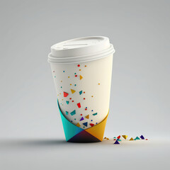 Logo design coffee paper  cup on a white background, Disposable coffee cup icon, AI Generative.