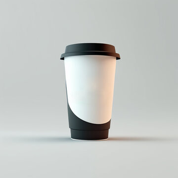 Logo design coffee paper  cup on a white background, Disposable coffee cup icon, AI Generative.