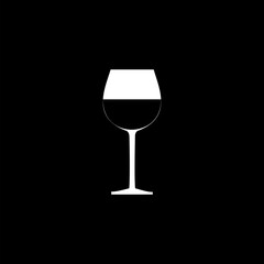 Wine glass icon isolated on black background