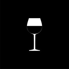 Wine glass icon isolated on black background