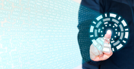 Finger touching virtual circle on the air