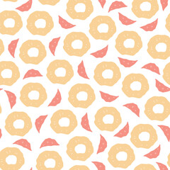 Pineapple and orange slices seamless pattern. Fruit elements ornaments isolated on white. Vector illustration