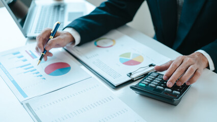 Bookkeeping financial auditing administrator asian business man making reports, calculating balance sheet. Income auditing service within audit concept, Accrued Incomes, Capital Stock, Closing Entries