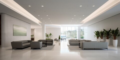 Elegant Modern Lobby Interior Design AI Generated Generative AI