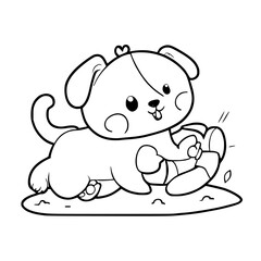 Puppy coloring pages, Dog coloring pages, Coloring page for Kids Children stock vector 