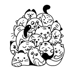 Doodle cats. Vector illustration.