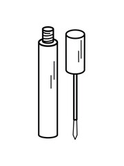 Eyeliner Liquid Part of Women Makeup Tools and Accessories Hand Drawn Icon Set Vector.