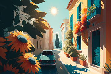 Summer Vibe Street View, Summer Background Series 