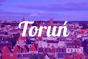 Torun, Poland city name sign card