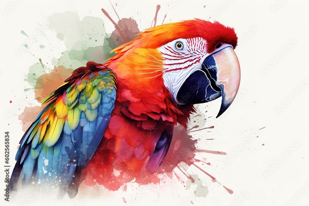 Poster macaw parrot isolated on white background. generated by ai