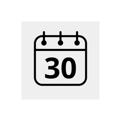 Calendar flat icon for websites and graphic resources. Vector illustration of calendar marking day 30.