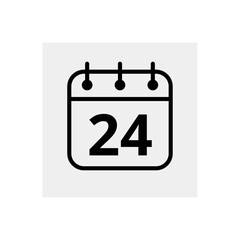 Calendar flat icon for websites and graphic resources. Vector illustration of calendar marking day 24.