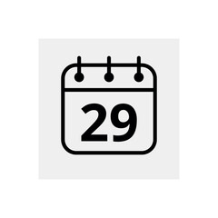 Calendar flat icon for websites and graphic resources. Vector illustration of calendar marking day 29.