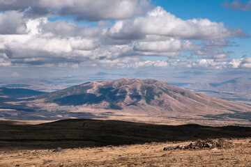Fototapeta na wymiar View of Mount Ara on sunny autumn day. Aragatsotn Province, Armenia.