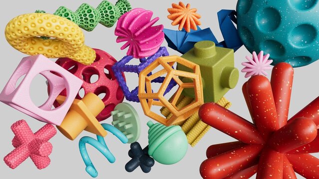 Abstract Bumpy Plastic Thingies Composition.