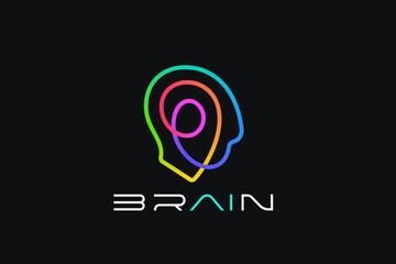 Artificial Intelligence Logo AI Human Head Face Colorful Design Vector template Linear Outline style. Psychology Mental Health Mind Education Learning Knowledge Brainstorm Logotype concept icon idea. - 602569202